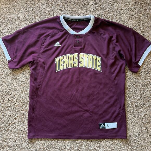 Adidas Maroon TEXAS STATE University Baseball Jersey Shirt Adult Mens Large - Picture 1 of 13